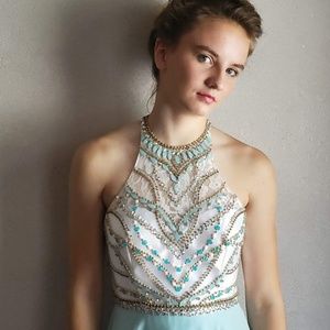 Pearl, Lace, Seafoam Green Formal Dress Size 6